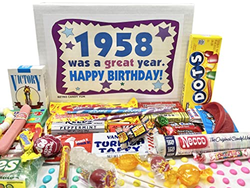 RETRO CANDY YUM ~ 1958 Geschenkbox zum 66. Geburtstag nostalgische Bonbonmischung aus der Kindheit für 66 Jahre alte Mann oder Frau geboren 1958 Jr von RETRO CANDY YUM