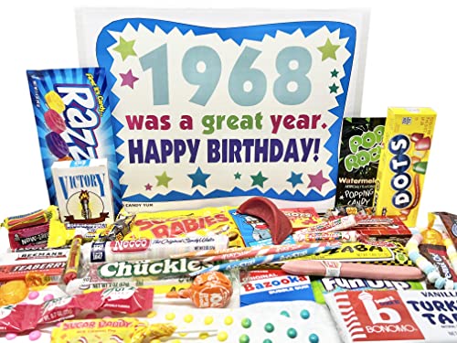 RETRO CANDY YUM ~ 1968 56 Geburtstag Geschenkbox Nostalgie Retro Süßigkeiten Sortiment aus der Kindheit für 56 Jahre alte Mann oder Frau geboren 1968 von RETRO CANDY YUM