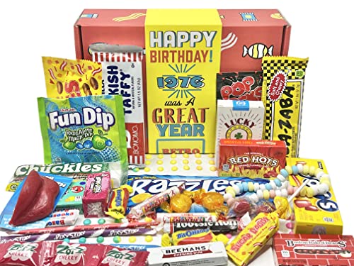 RETRO CANDY YUM ~ 1976 Geschenkbox zum 48. Geburtstag Nostalgische Süßigkeitenmischung aus der Kindheit für 48 Jahre alte Mann oder Frau geboren 1976 Jr von RETRO CANDY YUM