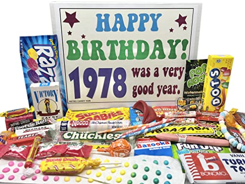 RETRO CANDY YUM ~ 1978 46 Geburtstag Geschenkbox Nostalgie Süßigkeiten Sortiment aus der Kindheit für 46 Jahre alte Mann oder Frau geboren 1978 von RETRO CANDY YUM