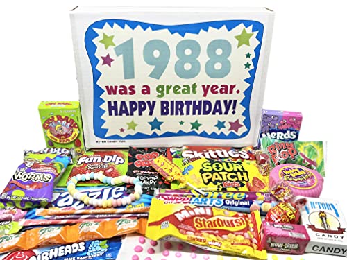 RETRO CANDY YUM ~ 1988 35th Birthday Gift Box of Nostalgic Candy from Childhood for 35 Year Old Man or Woman Born 1988 von RETRO CANDY YUM