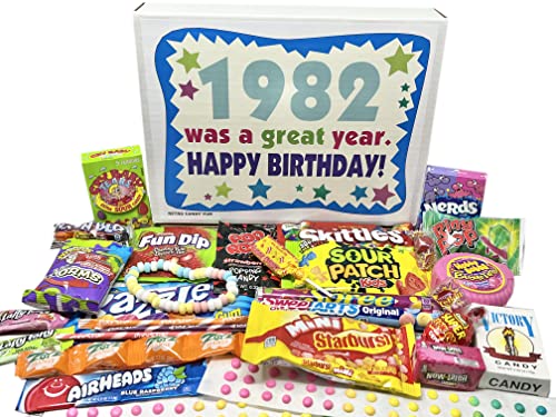 RETRO CANDY YUM Geschenkbox zum 42. Geburtstag mit nostalgischen Süßigkeiten aus der Kindheit für 42-jährige Mann oder Frau, geboren 1982 von RETRO CANDY YUM