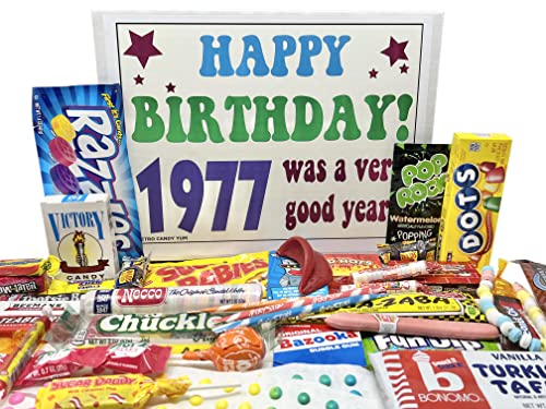 RETRO CANDY YUM Geschenkbox zum 47. Geburtstag, klassische nostalgische Süßigkeiten aus der Kindheit für 47-jährige Mann oder Frau, geboren 1977 von RETRO CANDY YUM