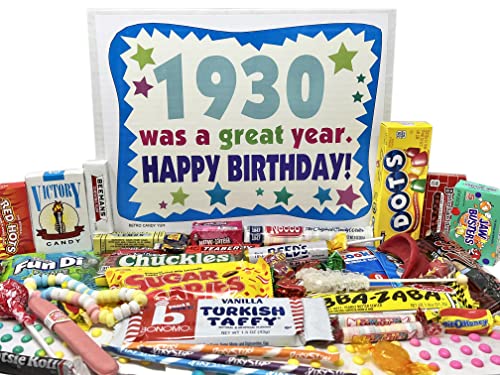 RETRO CANDY YUM Geschenkbox zum 94. Geburtstag mit nostalgischen Süßigkeiten aus der Kindheit für 94 Jahre alte Mann oder Frau, geboren 1930 von RETRO CANDY YUM