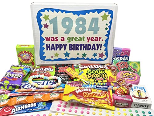 RETRO CANDY YUM Geschenkschachtel zum 40. Geburtstag mit nostalgischen Süßigkeiten aus der Kindheit für 40 Jahre alte Mann oder Frau geboren 1984 von RETRO CANDY YUM