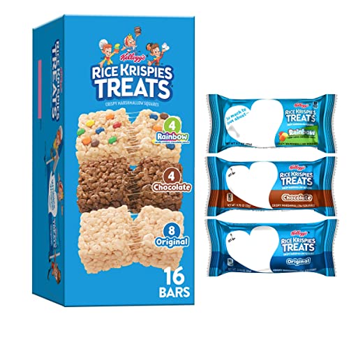 Rice Krispies Treats Knusprige Marshmallow-Quadrate, Kinder-Snacks, Müsliriegel, Sortimentspackung, 343.0 g Box (16 Riegel) von RICE KRISPIES TREATS