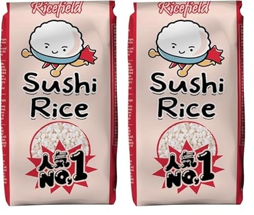 RICEFIELD Sushi Reis, Rundkorn, Japonica - 1 x 1 kg (Packung mit 2) von RICEFIELD