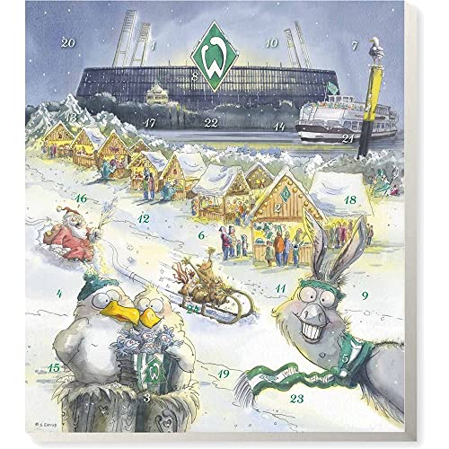 Riegelein Fußball Adventskalender SV Werder Bremen mit 25 Schokoladentalern + Gimmick, 1er Pack (1 x 200 g) von RIEGELEIN