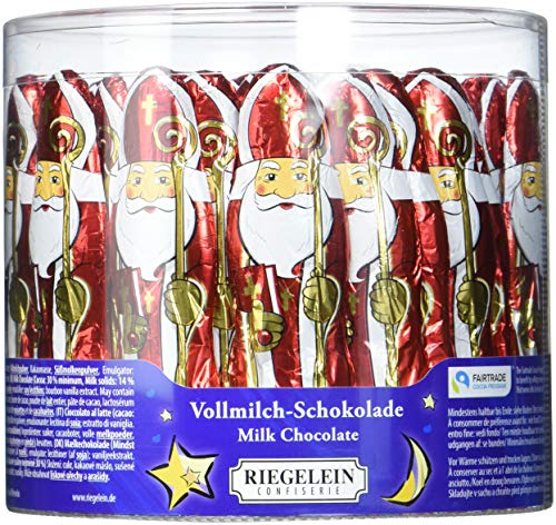 Riegelein Schokonikolaus Massiv aus Vollmilch-Schokolade – 58 Schokoweihnachtsmänner (je 14g) – Zertifizierte Fairtrade Weihnachtsmänner – Ideal als Adventskalender Befüllung und zum Nikolaus von RIEGELEIN