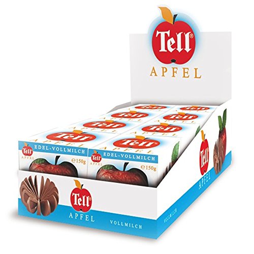 Tell Apfel / Tellapfel Schokoapfel Edel-Vollmilch (8 x150g) von RK Rübezahl Schokoladen