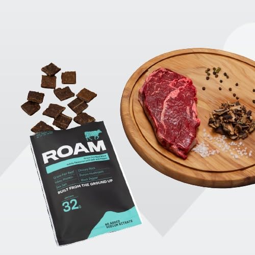 ROAM Natürliche Proteinhappen, Mahlzeit Ersatz Keto Bites, 12 x 70g Rindfleisch Bites & Gesunde Snacks, Ideal für Carnivore Diät, Glutenfreie Keto Sticks (12 x 70g Bites, Rindfleisch Bites) von ROAM