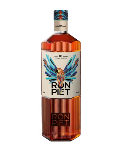 RON PIET PREMIUM RUM 10 Jahre|Single Barrel Rum gereift im Bourbonfass|Aus feinstem Rohzucker | Produziert in Panama,abgefüllt in eigener Manufaktur in Hamburg|Einzigartige Sechskant-Glasflasche|0,7L von RON PIET