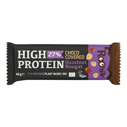 ROO'BAR: High Protein Riegel Choco Covered - (40g = 1 Bar) (1er Pack, Hazelnut Nougat) von ROOBAR