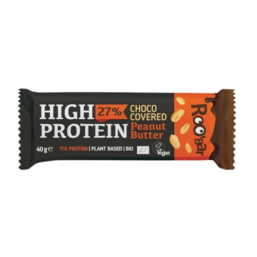 ROO'BAR: High Protein Riegel Choco Covered - (40g = 1 Bar) (1er Pack, Peanut Butter) von ROOBAR