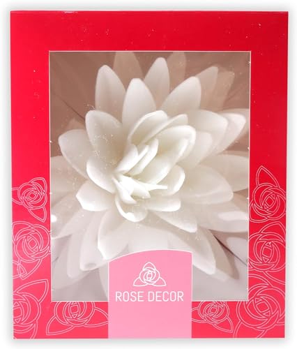 Bella Decor Essbare Blumen Weiße Pfingstrosenastern 1 Stück Tortendeko Blüten Für Torte Aus Oblate Deko Für Kuchen Muffins Dessert von ROSEDECOR