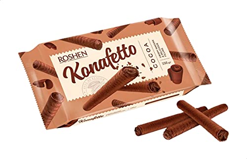 Konafetto" Kakao- Waffelröllchen mit einer Kakaocremefüllung 140g von ROSHEN