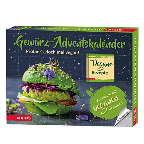 ROTH Gewürz-Adventskalender "Vegane Rezepte" gefüllt mit 24 hochwertigen Kräutern und Kochbuch mit veganen Kochideen für den Advent von ROTH