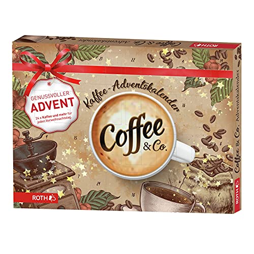 ROTH Kaffee-Adventskalender "Coffee & Co." 2022 gefüllt mit Kaffeegenuss und Zubehör, Kaffeesorten-Kalender zur Vorweihnachtszeit von ROTH