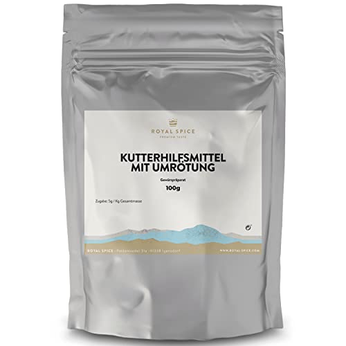 Royal Spice Kutterhilfsmittel mit Umrötung 100g - 100g, 500g & 1kg - Ultra ergiebig für bis zu 20kg - Zur Herstellung von Brühwürsten, Leberkäse, Aufschnitt, Bierschinken mit Pökelsalz von ROYAL SPICE