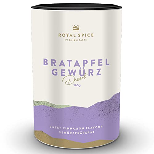 Royal Spice Bratapfel Gewürz 140g - Aromatische herbstlich-winterliche Gewürzmischung verfeinert & würzt perfekt - Für Bratapfel, Kaiserschmarrn, Grießbrei, Milchreis, Heiß-Getränke & Joghurts von ROYAL SPICE