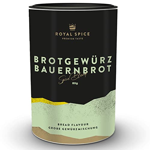 Royal Spice Brotgewürz Bauernbrot 80g - Grobe, Rustikale Brotgewürzmischung für herzhaftes Bauernbrot & alle deftigen Brotteige - Einzigartige Geschmacksvielfalt durch grobe Zwiebel & Schwarzkümmel von ROYAL SPICE