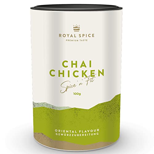 Royal Spice Chai Chicken 100g - Vollmundige herausragende Chai Gewürzmischung aus intensiven Aromen des beliebten Chai Tees - Ideal für Hähnchen, Fisch und Curry Gerichte - Kochen & Grillen von ROYAL SPICE