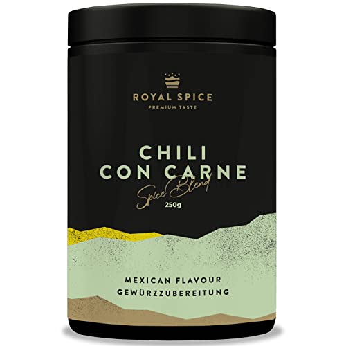 Royal Spice Chili con Carne Gewürzmischung 250g - Traditionelles, würziges & kräuterfrisches Chili con Carne Gewürz für Chiliconcarne, Hackfleisch, Burritos & Tacos - Für Dutch Oven & Kochtopf von ROYAL SPICE