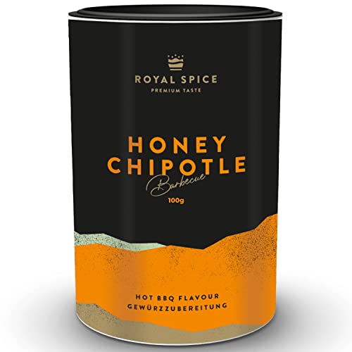 Royal Spice Honey Chipotle 100g - BBQ Rub Rauchig scharf mit süßem Honig - Außergewöhnlich lecker & perfekt für Ribs/Rippchen, Brisket & Chicken Wings - Allrounder Gewürz für Geflügel, Schwein & Co von ROYAL SPICE