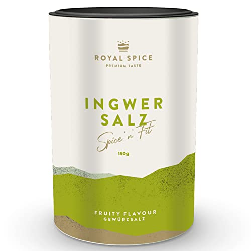 Royal Spice Ingwer Salz 150g - Gewürzsalz mit perfektem Crunch durch hochqualitatives, deutsches Steinsalz - Fruchtig & würzig mit Ingwer & bestem Ceylon Zimt - Ohne zugesetzten Zucker von ROYAL SPICE