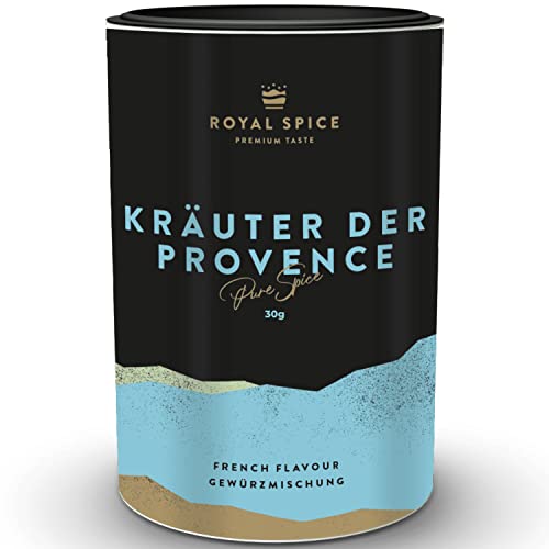 Royal Spice Kräuter der Provence 30g - Vollaromatische würzige Kräutermischung ohne Zusätze - Ideales Gewürz für Gemüse, Kräuterbutter, Fleisch, Fisch, Suppen & viele weitere mediterrane Gerichte von ROYAL SPICE