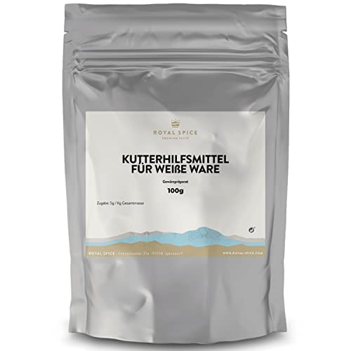 Royal Spice Kutterhilfsmittel für weiße Ware OHNE Umrötung 100g - 100g, 500g & 1kg - Ultra ergiebig 100g für bis zu 20kg - Zur Herstellung von weißen Bräterzeugnissen aller Art von ROYAL SPICE