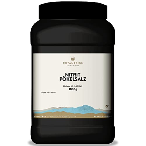 Royal Spice Nitritpökelsalz 1,5kg - Reines & Feines Pökelsalz zur Herstellung von Fleisch- und Wurstwaren in praktischer 1,5kg Dose - NPS Salz 0,4%-0,5% Natriumnitrit von ROYAL SPICE