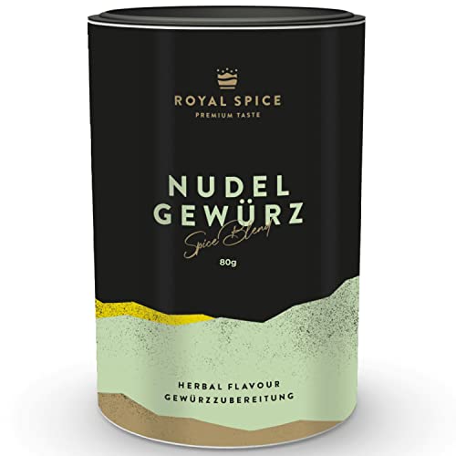 Royal Spice Nudel Gewürz 80g - Fruchtiges & Kräuterbetontes Nudelgewürz für Pasta Gerichte aller Art - Zum Anbraten, mit Wasser & Öl zu Pesto und Sauce verrühren oder direkt in Nudelsalat einarbeiten von ROYAL SPICE