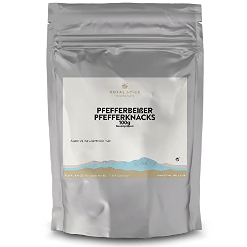 Royal Spice Pfefferbeißer Pfefferknacks - 100g Pfefferbeisser Gewürz/Gewürzmischung für die Wurstherstellung - Herzhafte Pfefferbeißer, Mettwurst & weiche Rohesser - Inklusive Reifekomponenten von ROYAL SPICE