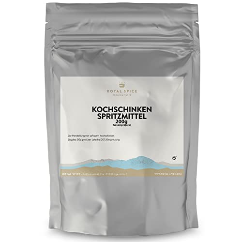 Royal Spice Schinken Spritzmittel 200g - Mit der Komplettmischung im Handumdrehen zum selbstgemachten Kochschinken - Saftigkeit, zarter Biss & stabiles Fleischrot wie vom Metzger von ROYAL SPICE