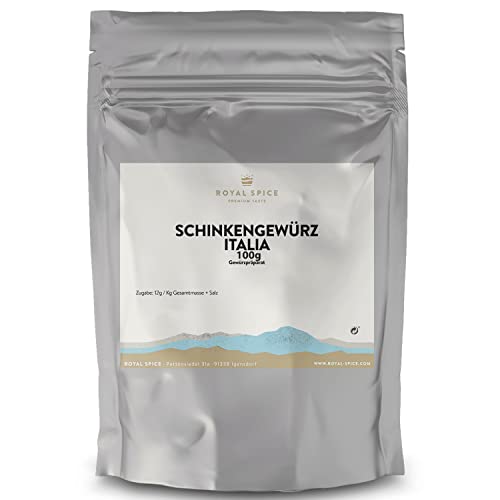 Royal Spice Schinkengewürz für Schinken Italia Art 100g - Gewürzmischung zum Schinken machen für alle Arten von Rohschinken inkl. Reifemischung - Einfache Anwendung & Mediterraner Geschmack von ROYAL SPICE