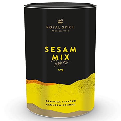 Royal Spice Sesam Mix Topping 100g - Ganze Sesamsamen & Schwarzkümmel Samen Gewürzmischung als perfektes Topping für Fladenbrot, Pita & Burger - Echte Schwarzkümmel & Sesam Samen von ROYAL SPICE