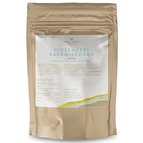 Royal Spice Vinschgerl Backmischung 600g - Fertige Brotbackmischung für echte, hausgemachte Tiroler Vinschgerl - Schnell & einfach gutes Brot backen inklusive Roggen Sauerteig - Nur noch Wasser dazu! von ROYAL SPICE