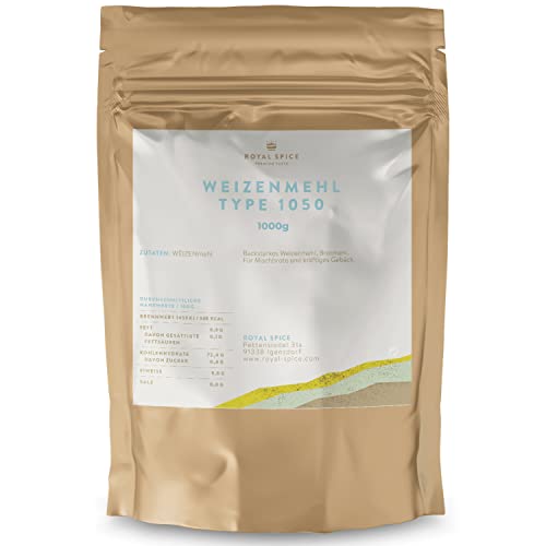 Royal Spice Weizenmehl 1050 1kg - Backstarkes Weizenmehl Type 1050 für Mischbrote und kräftiges Gebäck - Beste Backeigenschaften von ROYAL SPICE