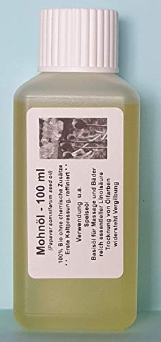 100 ml Mohnöl, raffiniert (Papaver somniferum seed oil) 100% Bio,1te Kaltpressung von FOXCUP