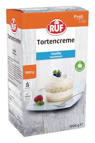 RUF Torten-Creme Vanille, für eine luftig lockere Creme nur Milch hinzufügen, zur Garnitur von Torten und Cupcakes, vielseitig einsetzbar, Großpackung, 1x1000g von RUF