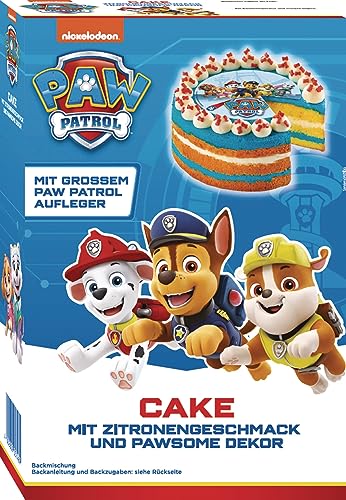 RUF x PAW Patrol Kuchen Backmischung mit Zitronen-Geschmack, für eine bunte Torte inkl. PAWfect Dekor und großem PAW Patrol Oblaten-Aufleger, 1 x 307g von RUF