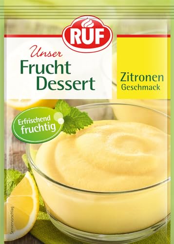 RUF Frucht-Dessert Zitrone, fruchtig erfrischender Nachtisch mit Zitronen-Geschmack, Dessert mit Wasser zubereitet, glutenfrei, 3 x 44g von RUF