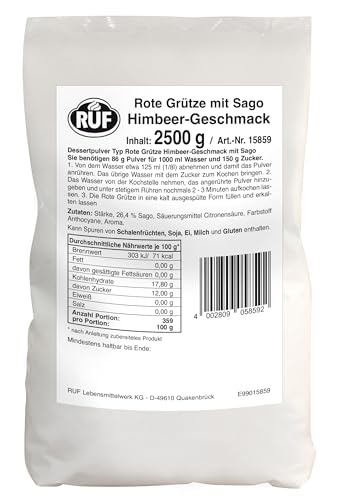 RUF Rote Grütze Himbeer mit Sago-Perlen, Großpackung, fruchtig erfrischendes Dessert, lecker mit Vanillesoße, 1x2500g von RUF