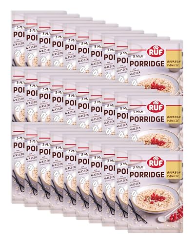 RUF 30er Pack Monats-Vorrat Porridge Bourbon Vanille, Instant Haferbrei für ein schnelles und gesundes Frühstück, 30 x 65g Beutel von RUF