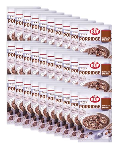 RUF 30er Pack Monats-Vorrat Porridge Chocolate Brownie, Instant Haferbrei für ein schnelles und gesundes Frühstück, 30 x 65g Beutel von RUF