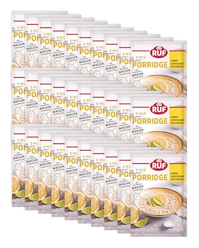 RUF 30er Pack Monats-Vorrat Porridge Lemon Cheesecake, Instant Haferbrei für ein schnelles und gesundes Frühstück, 30 x 65g Beutel von RUF