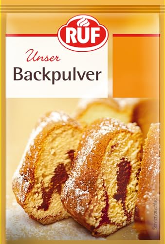 RUF Backpulver, der Klassiker zum Backen von Kuchen, Brötchen und Waffeln, auch zur Reinigung im Haushalt geeignet, glutenfrei und vegan, 6x15g von RUF