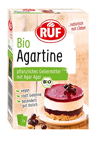 RUF Bio Agartine Pulver, pflanzlicher Gelatine-Ersatz, ohne tierische Gelatine, gut löslich für kalte und heiße Massen, glutenfrei und vegan, 2 x 15g von RUF