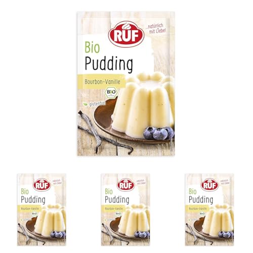 RUF Bio Pudding Bourbon-Vanille, Puddingpulver mit Vanillearoma aus kontrolliert biologischem Anbau, glutenfrei, vegan, 8er Pack (2 x 40g) von RUF